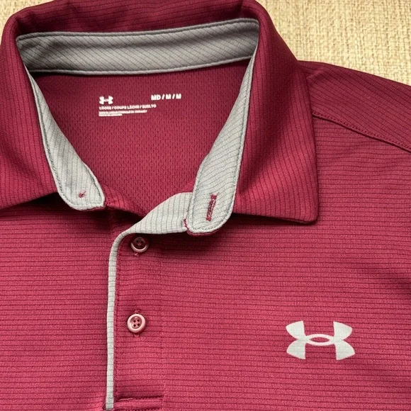 Under Armour Men's Tech Golf Polo Maroon, Size Medium - Picture 9 of 15